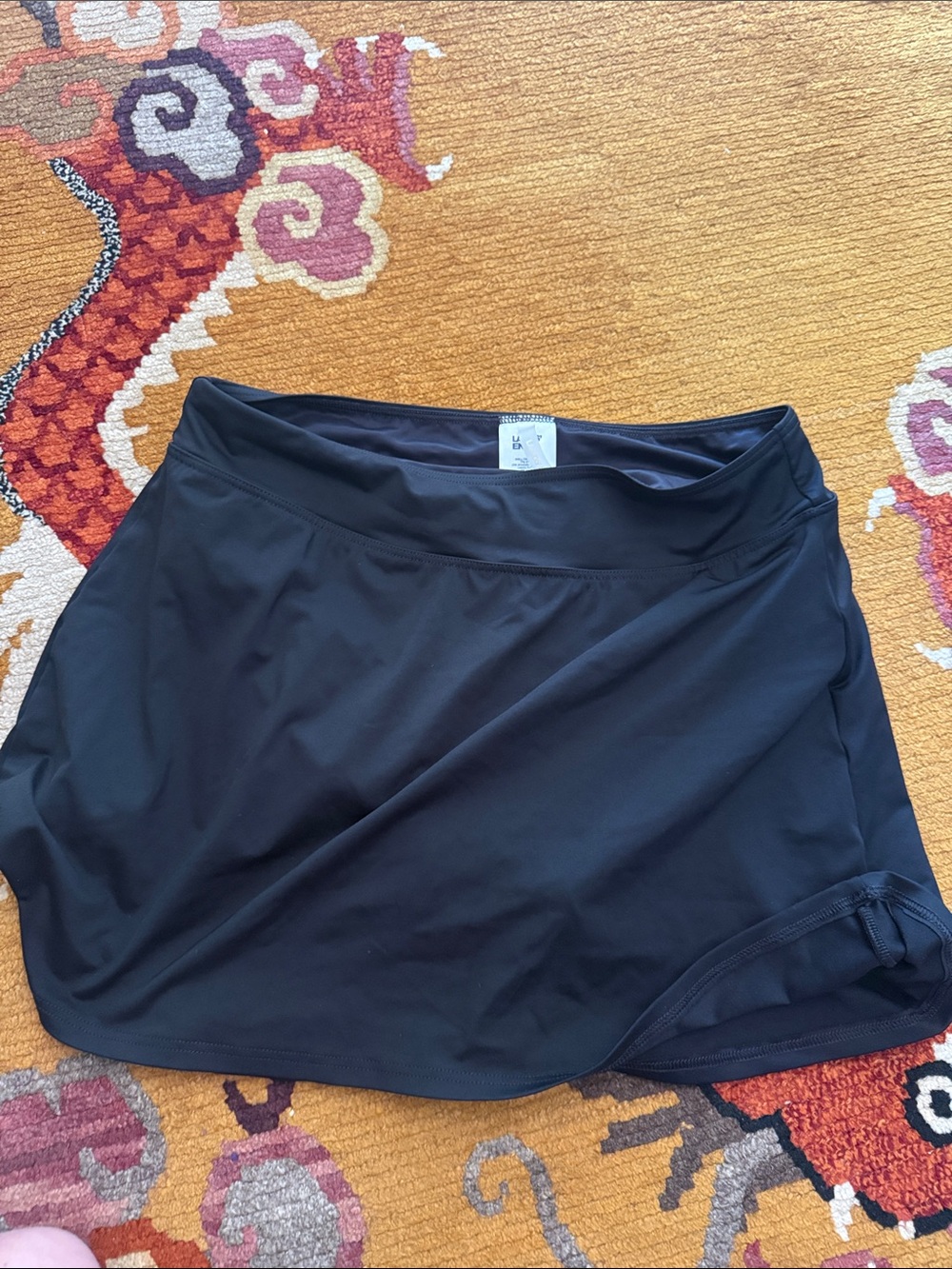 Lands' End Black swim Athletic Skort with Built-in swim bottom 6